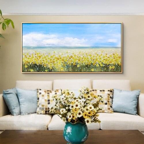 Hand Painted Large Palette Knife Flowers Painting Modern Landscape Oil Painting On Canvas Wall Art Picture For Living Room Decor