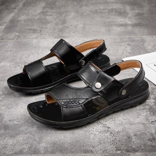 Big summer sandale de holes walking footwear mens genuine mens shoes masculina sandles outdoor sandalia roman plage dress white