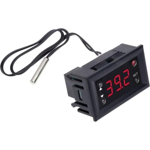 W1218 Digital Thermostat DC12V Temperature Controller For Incubator w/ Probe Red M06 21 Dropshipping