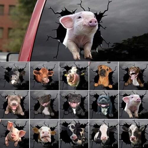 Animal Car Stickers Crackle Cow Car Details Waterproof PVC Stickers car Window Home Decoration Decal Decor Party