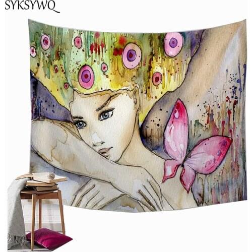 Butterfly girls tapestry wall blanket wall rug psychedelic wall carpet home decor large wall cloth