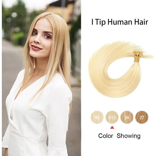 I Tip Stick Tip Human Hair Extension Pre Bonded Cold Fusion Remy Hair Keratin Stick 1g/s Natural Straight Tipped Hair For Women