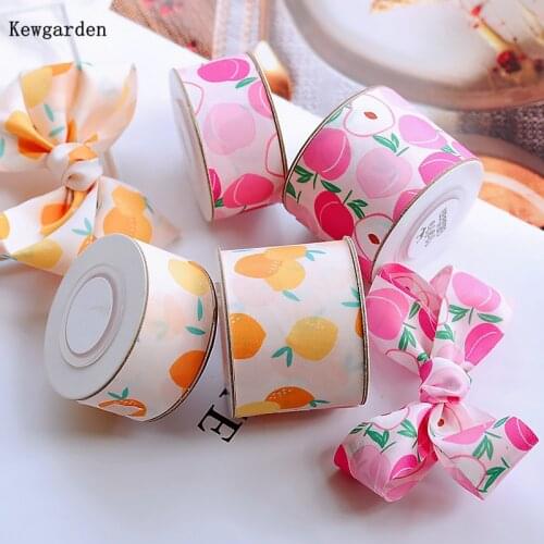 Kewgarden Fruit Pattern Ribbon 1cm 2.5cm 4cm 1" 1.5" Handmade Tape Cratfs DIY Hair Bow Hairpin Accessories Gift Packing 10 Yards