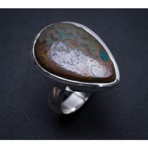 Natural Chrysocolla Handmade Unique 925 Sterling Silver Ring, Size 7 S3113