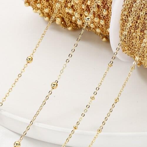 Copper 14k Gold Plated Clip Separated Bead Chains 1M For Jewelry Making DIY Necklace Earrings Bracelets Tassel Chain Spool