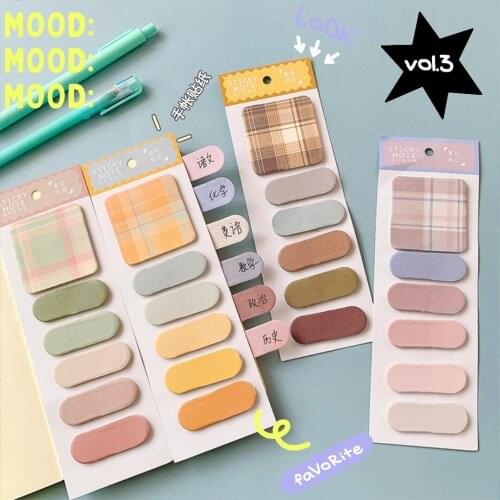 Multifunctional Plaid Sticky Notes Girl Heart Students With N Times To Stick Small Fresh Index Stick Notebook Material Paper