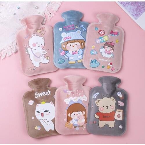 Cartoon Warm Hot Water Bottle Mini Portable Plush Washable Water Injection Safety Explosion-proof Warm Hands Bag Handwarmer
