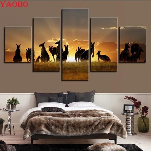 Full square round 5D DIY Diamond Painting animal kangaroo Daimond Embroidery 5 pcs Cross Stitch kits Mosaic Home Decor crafts