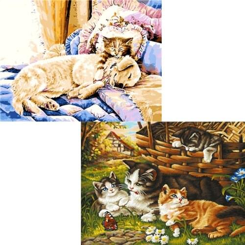 Frameless Painted Cat dog Animal Canvas Painting Diy Digital Paintings By Numbers Modern Wall Art Picture For Home decoration
