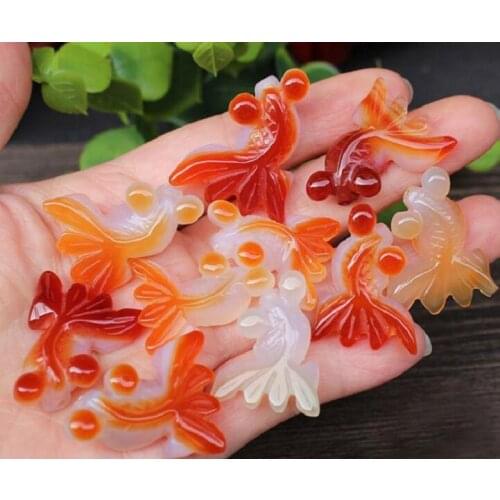 Natural stone hand-carved gold Quartz crystal agate fish pendant for diy for diy Jewelry making Necklace Accessories2pcs