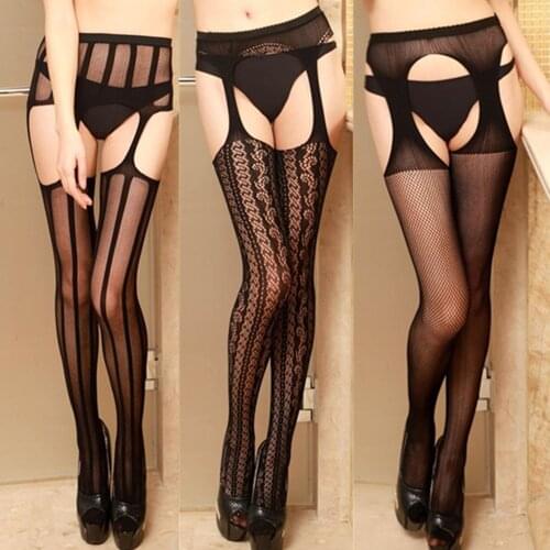 2021 New Sex Tights Women Nylon Black Stockings Leggings Pantyhose Open Crotch Sexy Lingerie BDSM Sex Bondage Fishnet Stockings