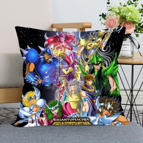 New De Saint Seiya Anime Pillow Cover Bedroom Home Office Decorative Pillowcase Square Zipper Pillow case Satin Soft Cover