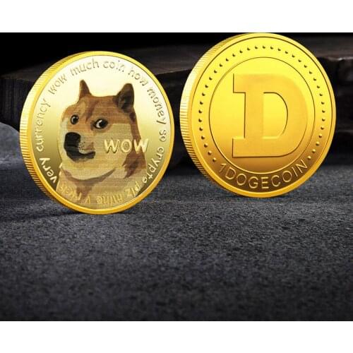 Beautiful WOW Gold Plated Dogecoin Commemorative Coins Cute Dog Pattern Dog Souvenir Collection Gifts New 2021