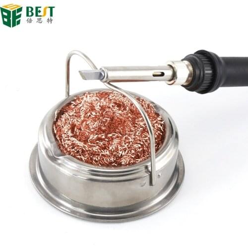 Desoldering Soldering Iron Mesh Filter Cleaning Nozzle Tip Clean Cleaner Dross Cleaning Copper Wire Ball Tin Remove Steel Box