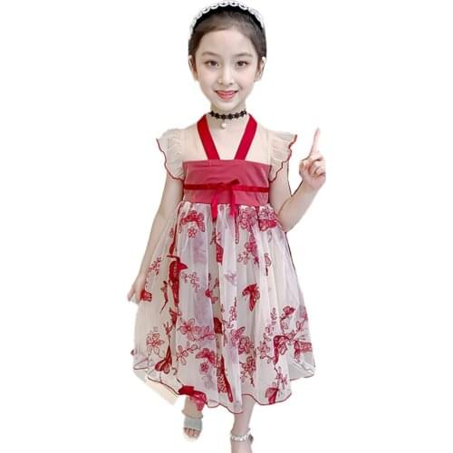 Summer Dress Girl Embroidery Dress For Girl Mesh Dress Kids Patchwork Girls Clothing 6 8 10 12 14