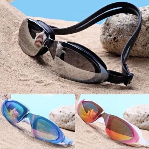 1 pcs Large frame electroplating waterproof and anti-fog swimming goggles Unisex flat goggles Boxed swimming goggles