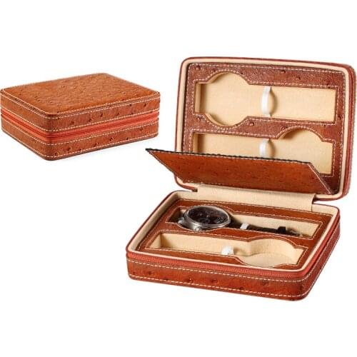 Portable 4 Slot Watch Storage PU Leather Box Display Exquisite Durable Case For Four Watches Organizer Velvet Inside Holder