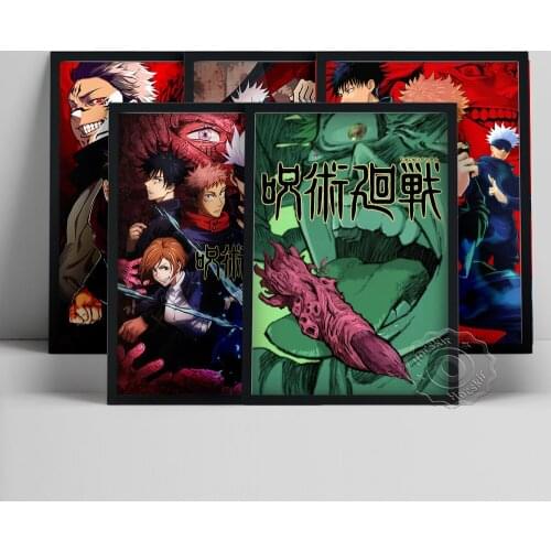 Jujutsu Kaisen Poster, Japan Anime Character Art Prints, Japanese Manga Wall Art, Cartoon Comic Wall Picture, Fans Collect Gift