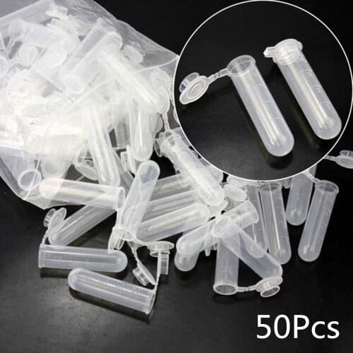 50Pcs 5 ml Centrifuge Test Tube Multi-purpose Clear Plastic Tube Empty Sample Storage Container Round Bottom EP Tube with Scale