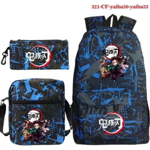 Mochilas Kimetsu No Yaiba Print 3pcs/set Anime Teens School Bag Backpacks for School Teenagers Girls Boys Anime Manga Bookbag