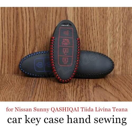Only red new product Key Case Car Hand Sewing Leather Key Cover for Nissan 3 button Sunny QASHIQAI Tiida Livina Teana