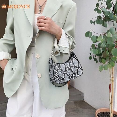 Retro PU Leather Womens Bag Unique Deaign Animal Pattern Printing Shoulder Underarm Bag Ladies Chain Small Hobos Handbags Purse