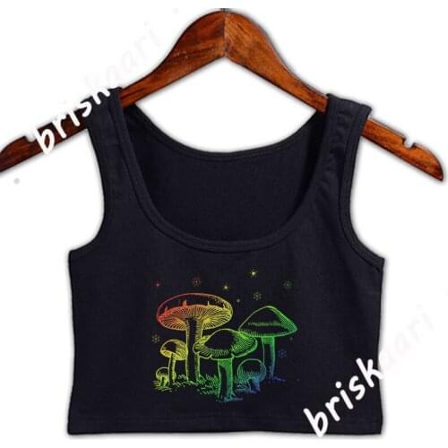 Aesthetic Dark Academia Cottagecore Mushroom Crop Top Formal Building S-XXL Graphic Top Summer Outfit Sunlight Female Vest