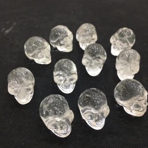 1pcs Natural white crystal hand carving skull skull polishing aura healing