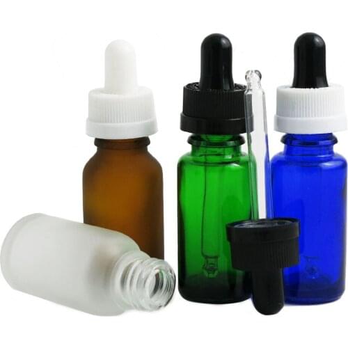 360pcs Wholesale 15ml Frosted Black/Bright Glass Dropper Bottle Essential Oil SerumTravel Portable Bottle