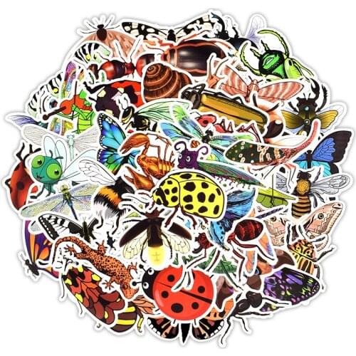50PCS Nature Insects Wall Sticker Cartoon Butterfly Animal Wall Stickers for Children Decor Bedroom Fridge Kettle Living Room