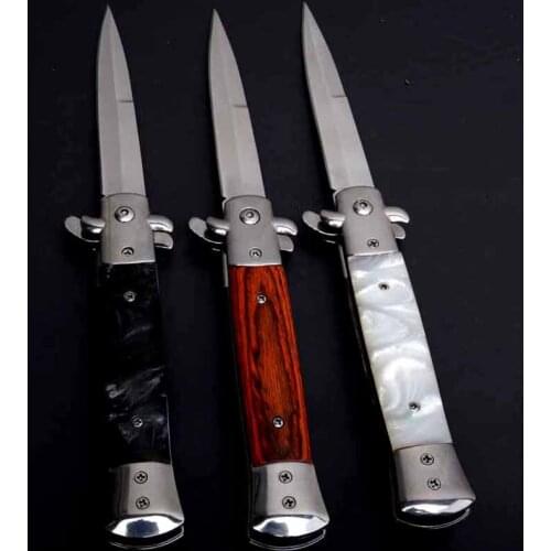9.0'' Knives 7Cr15MoV Blade Tactical Folding Knife Pocket Hunting Camping Knives Survival Outdoor Steel Blade Wood Handle Knife