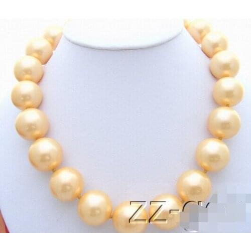 Free shipping 20mm Golden Sea Shell Pearl Necklace AAA style Fine Noble real Natural