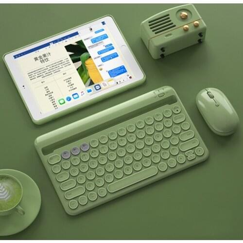 Bluetooth Wireless Keyboard Mouse Combo Round Keyboard Mouse Set For iPad Phone HP Laptop