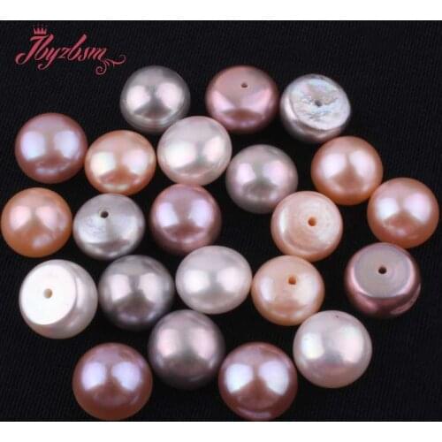 10mm Half Drilling Freshwater Pearl Beads Natural Stone Beads 1 Pair For DIY Earring Jewelry Making,Wholesale Free Shipping