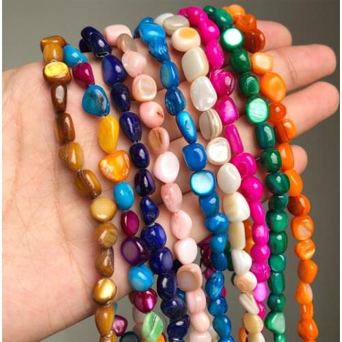 8-10mm Natural Stone Beads Mother Pearl Gravel Stone Loose Beads For Jewelry Making 15inch Smooth irregular beads Diy Jewelry