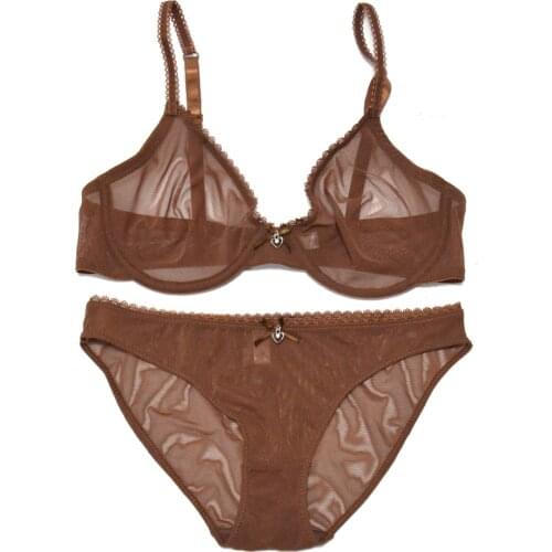 Coffee Seamless Mesh Sexy Bra Panties Sale Separated Women Lace Underwear Bralette Plus Size B C D E F 75 80 85 90 95 100 Sutia