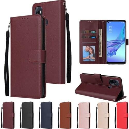 Leather Case For OPPO A53 A52 A72 A92 A93 A55 A53S A31 A32 A73 A5 A9 2020 F17 R15 F11 Find X2 Pro Stand Funda Flip Wallet Cover