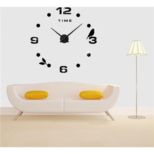 Decorative wall clock 3D large size creative clock bird design digital bedroom DIY clock unique gift home decoratio