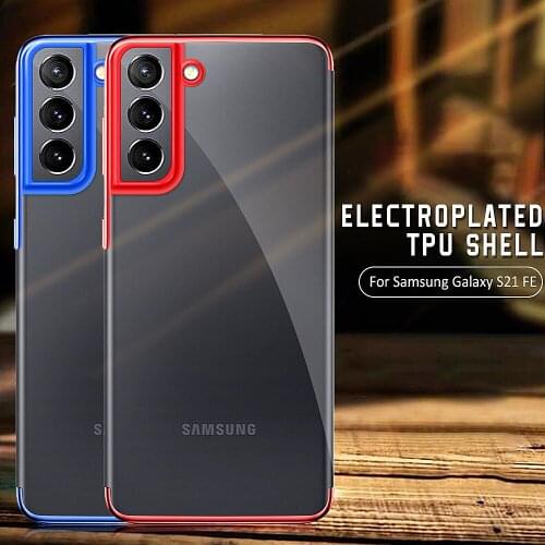 For Samsung Galaxy S21 FE 5G 6.41" Electroplated Case Silicone Shockproof Cover For Samsung S21 FE S21 Ultra Plus