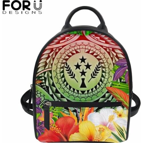 FORUDESIGNS Kosrae Polynesian Hibiscus Flower Printed Women Small Shoulder Bag Ladies Backpack Purse Casual Daypack for Girls