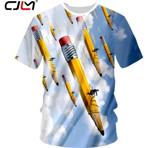 CJLM Men Casual Tshirt Funny Print Flying Pencil 3D T-shirts Man Hip Hop Pullover Undershirts Hombre Fitness Quick Dry Tees 7XL