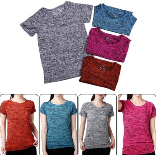 Large Size Yoga Quick Dry Shirt Top Breathable Sweat Absorbing Slim Short Sleeved T-shirt Clothes Women Running Fitness Sports