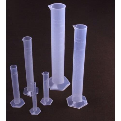 10ml 25ml 50ml White / Blue Scale Line Graduated Labrotary Plastic PP Liquid Mearsuring Cylinder With Spout