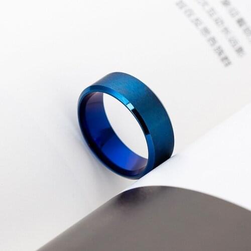 Titanium Steel Ring 8mm Glossy Ring Simple Mens Double Beveled Ring Six-color Ring