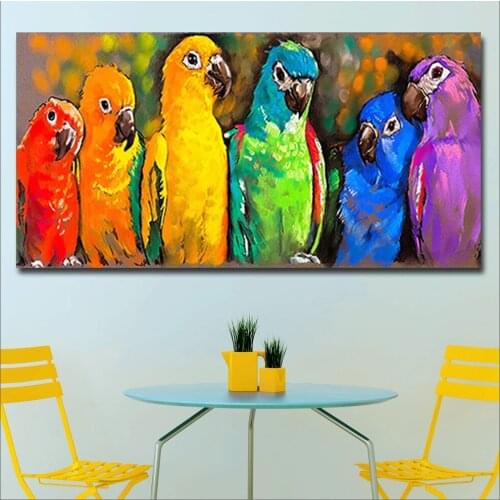 Colorful Parrots Animal Painting Canvas Painting Wall Art Pictures Prints Modern Graffiti Poster For Living Room Decor Unframed