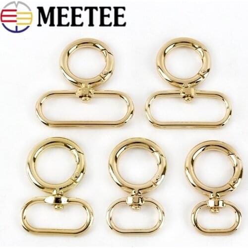Meetee 5/10Pcs 15-38mm Metal Ring Buckle Bag Strap Snap Clip Hook Webbing Connection Spring O Rings Buckles DIY Keychain Clasp