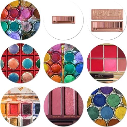 Watercolors Set Paint Palette Cake Macaroon Icons Pins Badge Decoration Brooches Metal Badges For Backpack Decoration 58mm