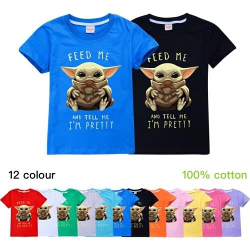 Mandalorian Baby Yoda Cartoon Cute The Kids T Shirt Boys Girls Kawaii Star Wars Children T-shirt New Fashion Movie Tshirt