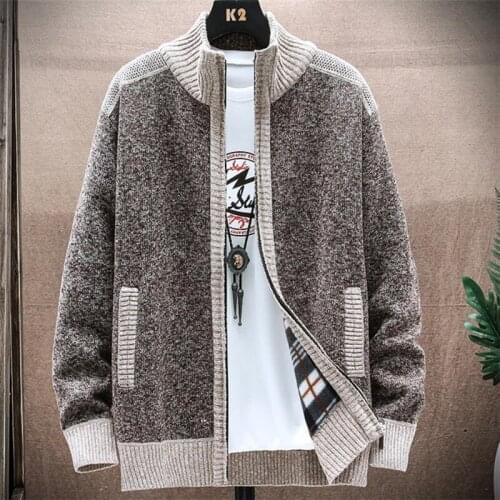Mens coat Mens Sweater Fleece Thick Warm Cardigan Sweater Winter Mens Jackets Sweaters stand collar Male Knitted Sweaters