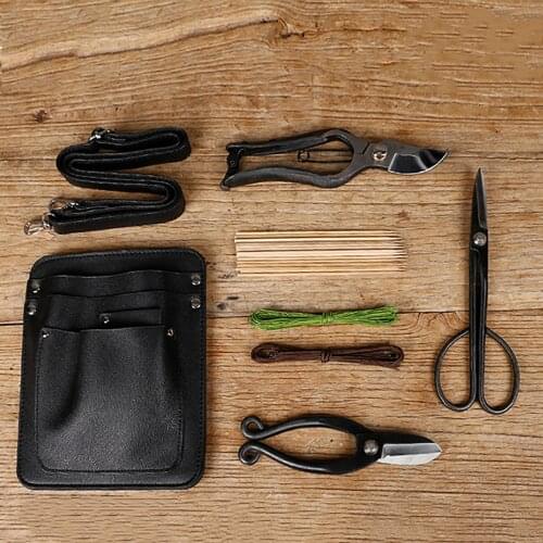 Japanese Florist Flower Arrangement Tools Set Ikebana Scissors Kit Gardening Potted Plants Cutting Pruning Shears With Waist Bag